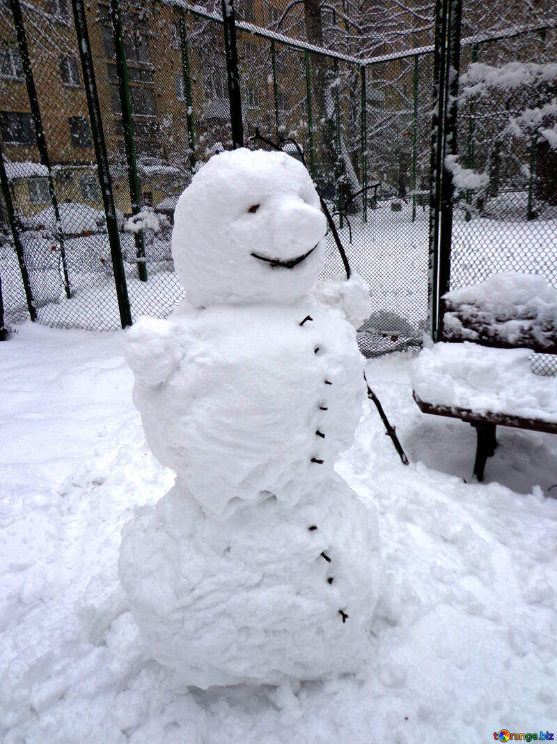 Muñeco de nieve en el patio №15495