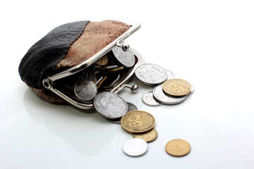 Старый кошелек с монетами №16106