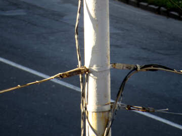 Attaching wires on pole №17673