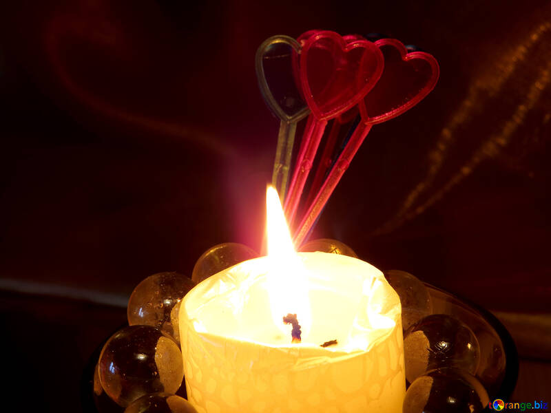 Candle and hearts №17490
