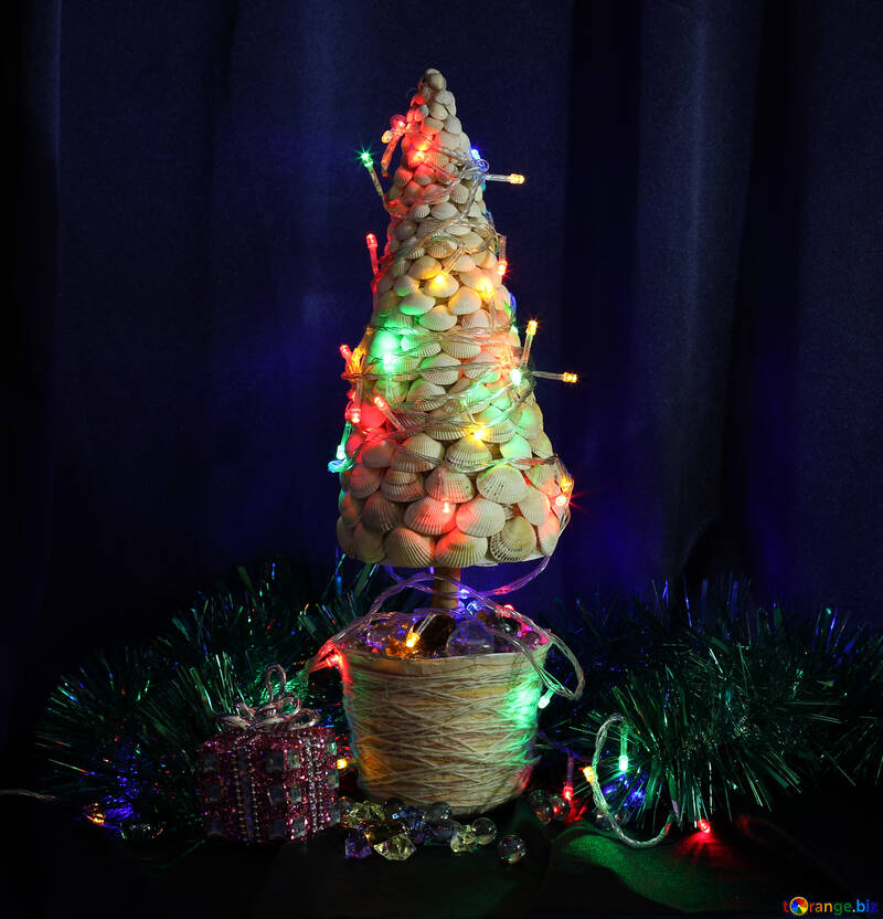 Diseño de árbol de Navidad con conchas marinas №17836