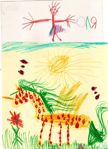 Pferd in Äpfeln. Kinder zeichnen. №18680