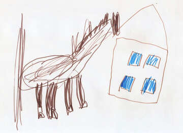 Casa cavalli.Bambini di disegno. №18696