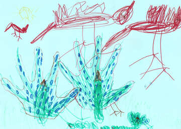 Peacocks with Firebird.  Children drawing. №18648