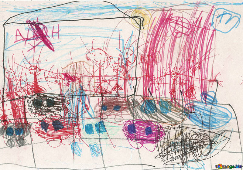 Атракціон дитячі машинки.Дитячий малюнок. №18644