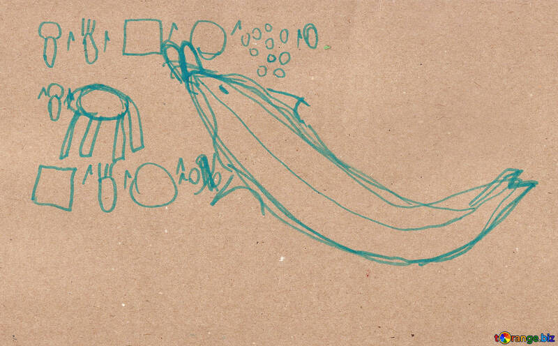 Golfinho come.Desenho de crianças. №18718