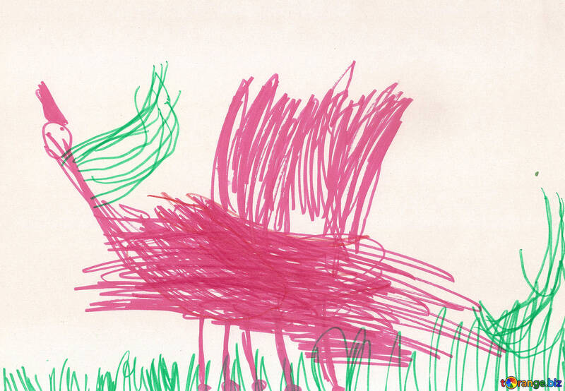 Pegasus with large mane. Children drawing. №18681