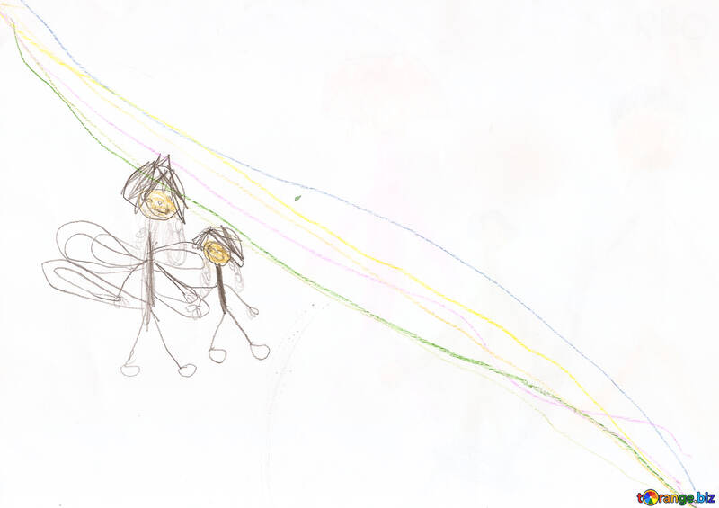 Hadas bajo el arco iris. Dibujo de los niños. №18712