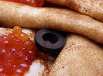 Pancakes with red caviar №19791
