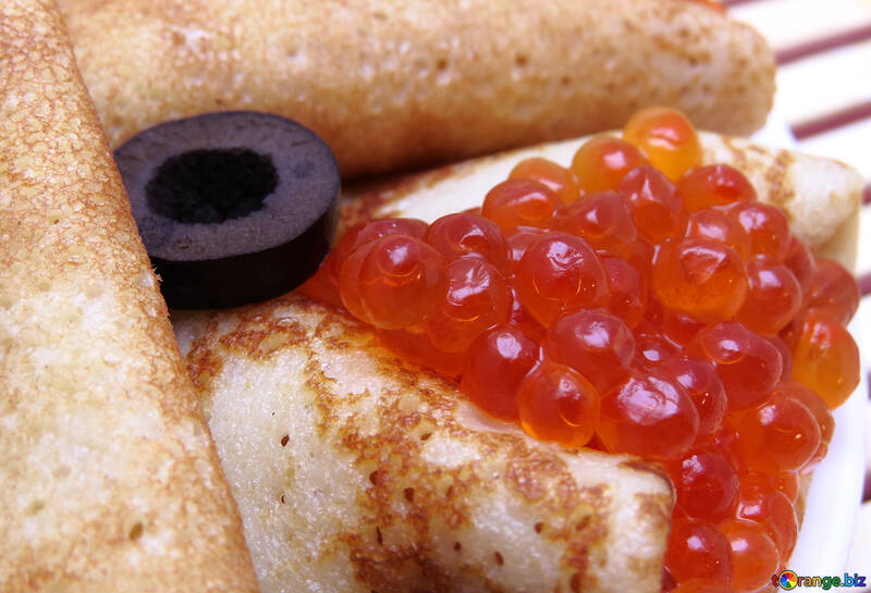 Pancakes with red caviar №19790