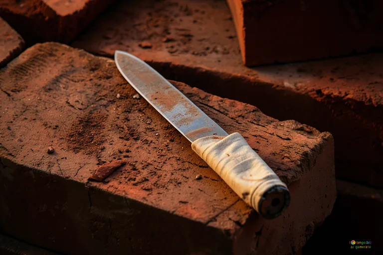 Відреставрована люксова версія  Building homemade knife  Homemade knife on weathered bricks №2910