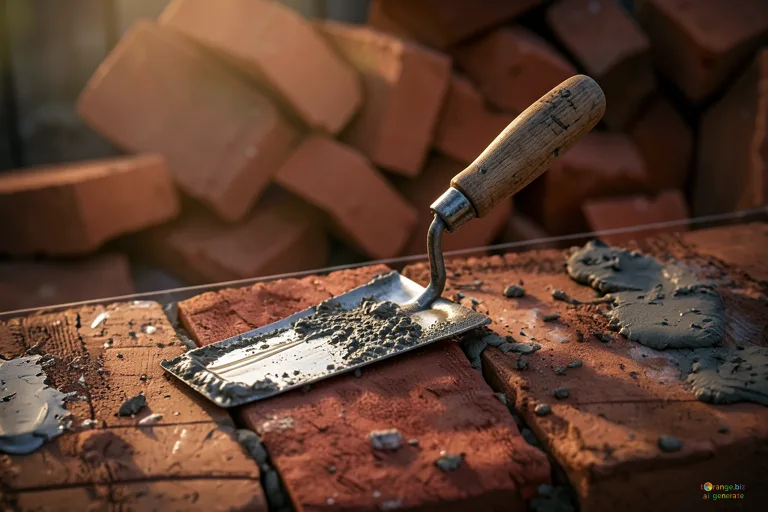 Відреставрована люксова версія  Trowel for masonry construction  Masonry construction trowel, fresh mortar, brick pile №2942