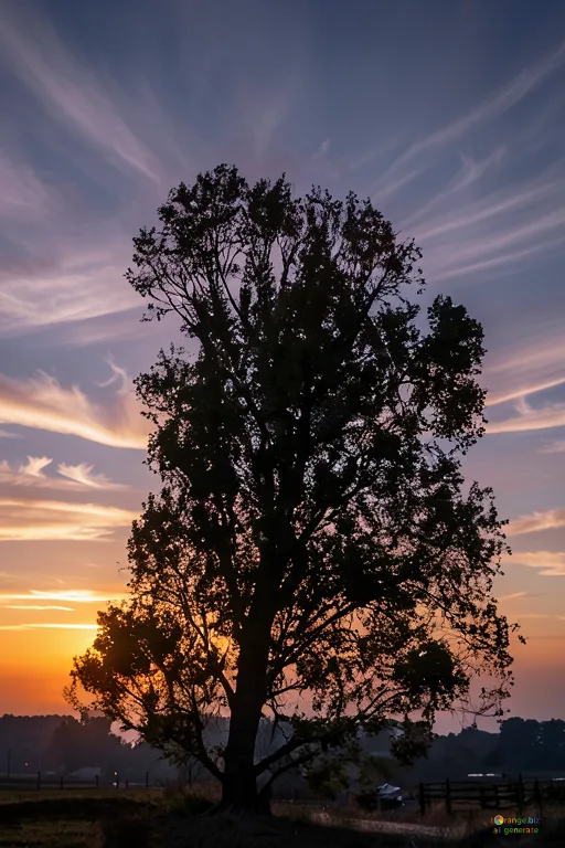 Відреставрована люксова версія Big tree in the sunset Sunset tree silhouette №2797
