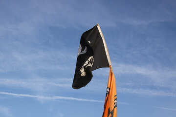 Bandiera pirata sullo sfondo del cielo azzurro №2278