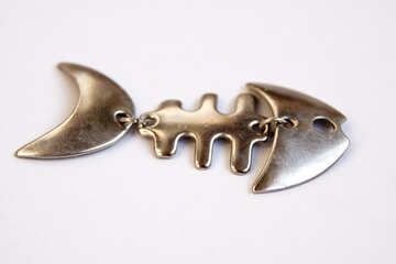 Pendant in the form of skeleton fish. Trinket metal. №2066