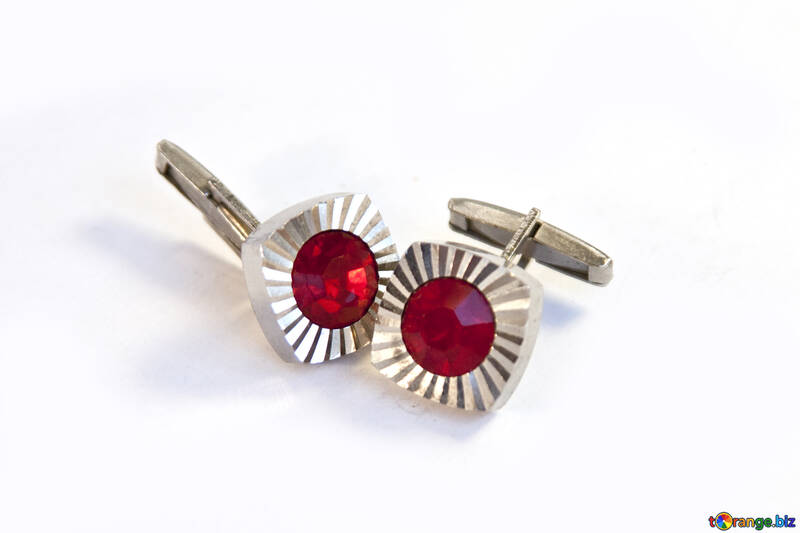  Cufflinks with red stone  №2500