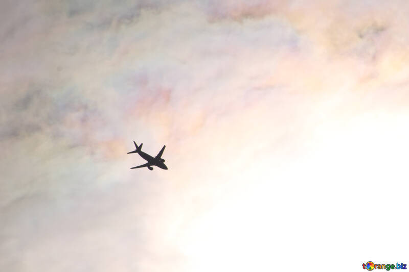  航空機 ピンク 雲  №2870