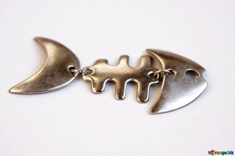 Pendant in the form of skeleton fish. Trinket metal. №2066