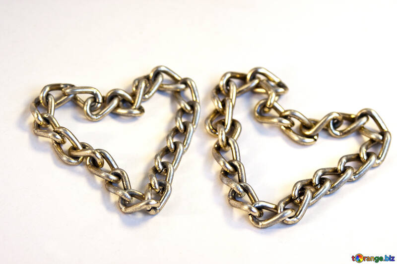  Dos corazones de oro cadena de la cadena de ornamento . №2087