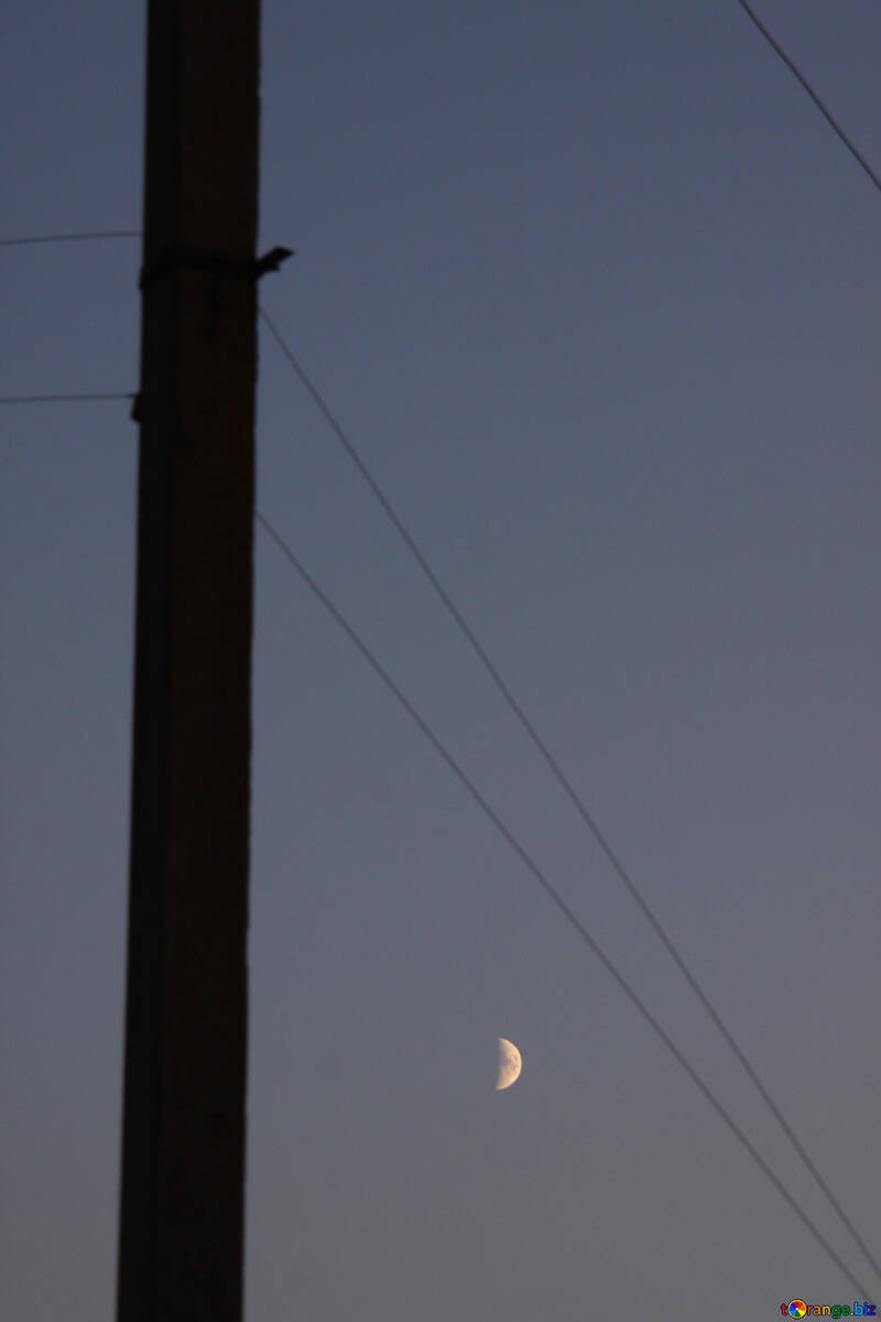  pillar. Wires. Moon Moon  №2849