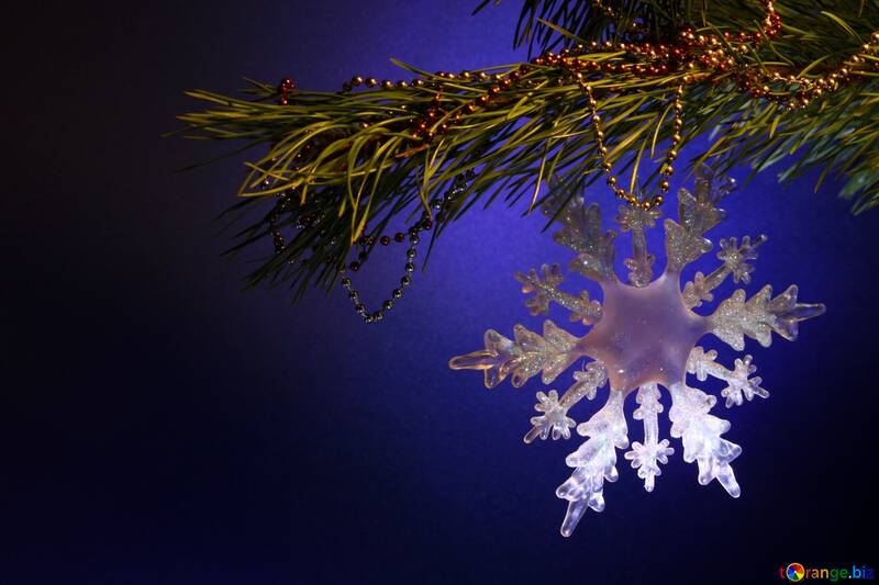 Pine branch with decoration snowflake №2361