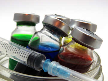 Medicines in colorful bottles