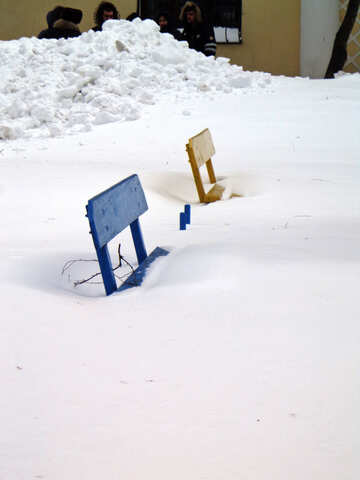 Snow was falling asleep bench №21527