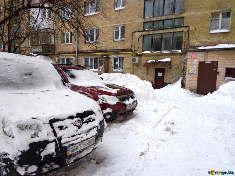Car in snowy yard №21536