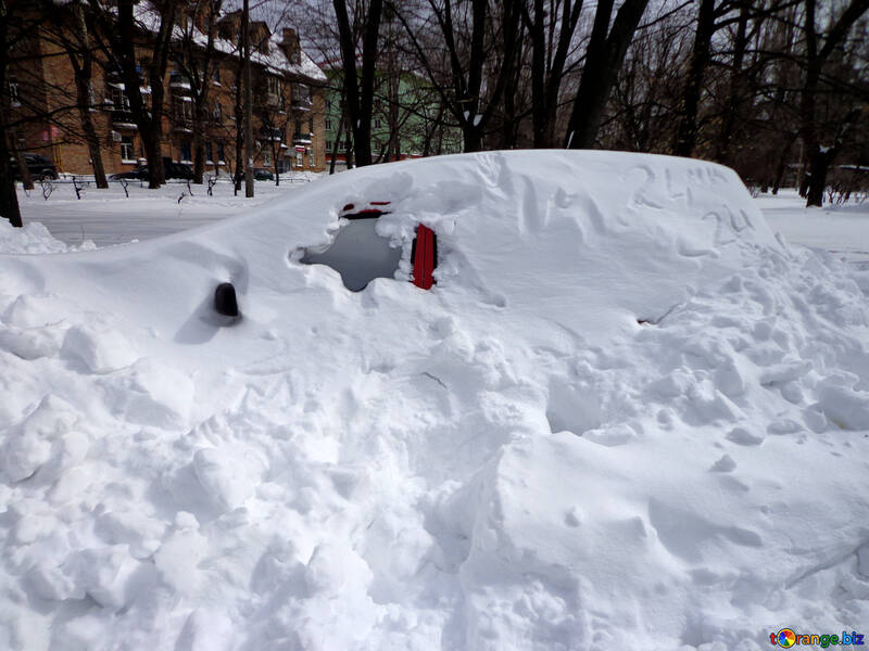 車両は完全に雪で覆われています。 №21525