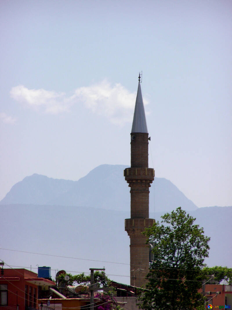 Minaret of the mountains in the background №21739