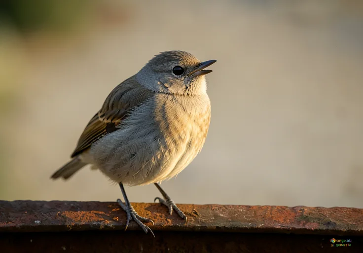 Відреставрована люксова версія Young bird Young bird perched on rusty beam №22930