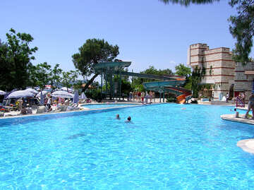 Swimming pool with slides