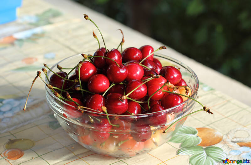 Plate of sweet cherries №22185