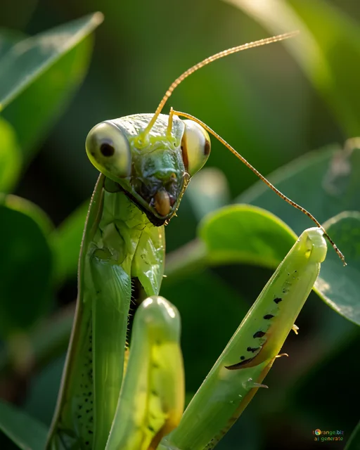 Відреставрована люксова версія The largest mantis Large translucent green praying mantis, close-up №23310