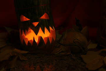 Scary pumpkin candle holder №24294