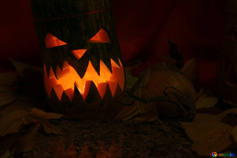 Scary pumpkin candle holder №24294