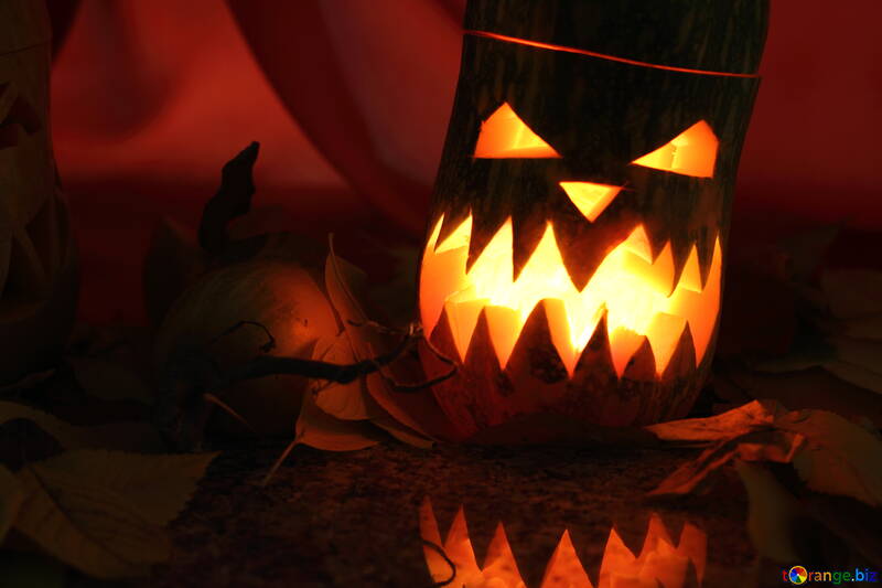 Candlestick out of pumpkin on Halloween №24293