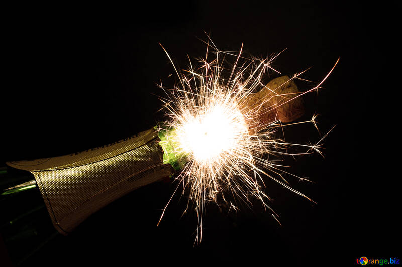 New Year`s fireworks with champagne №25619