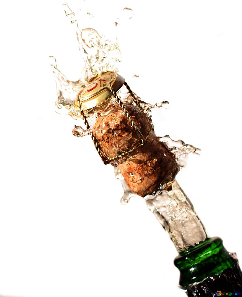 Champagne cork flying out of the bottle №25082