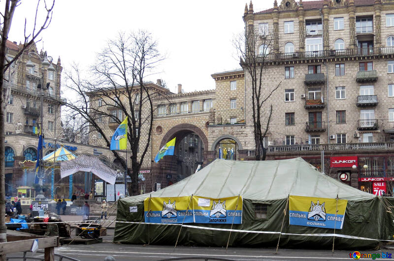 Peaceful protest military tents and children`s carousel №27926