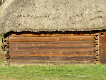 Pared de la textura de una vieja casa de madera №28578