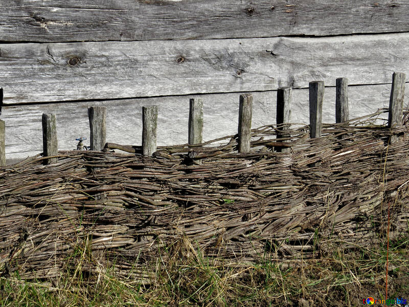 Texture fence and wooden house №28926