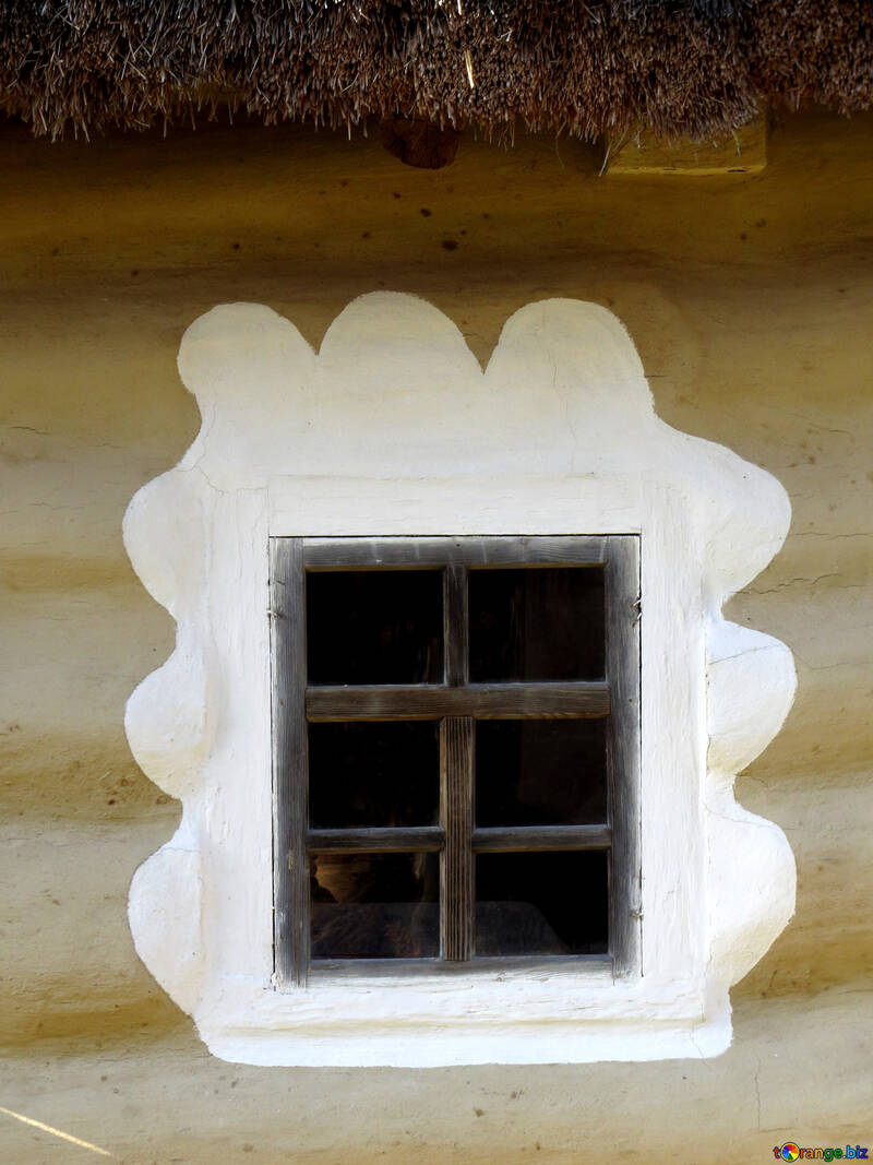 Texture of the old window in wooden house №28636
