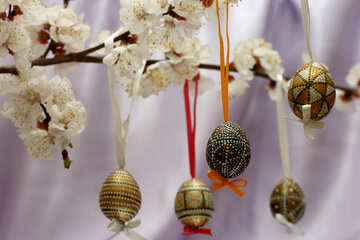 Branch of tree decorated for Easter №29820