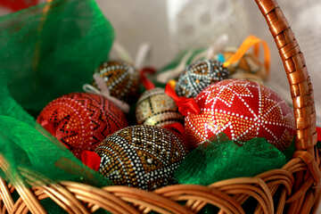Easter eggs in basket
