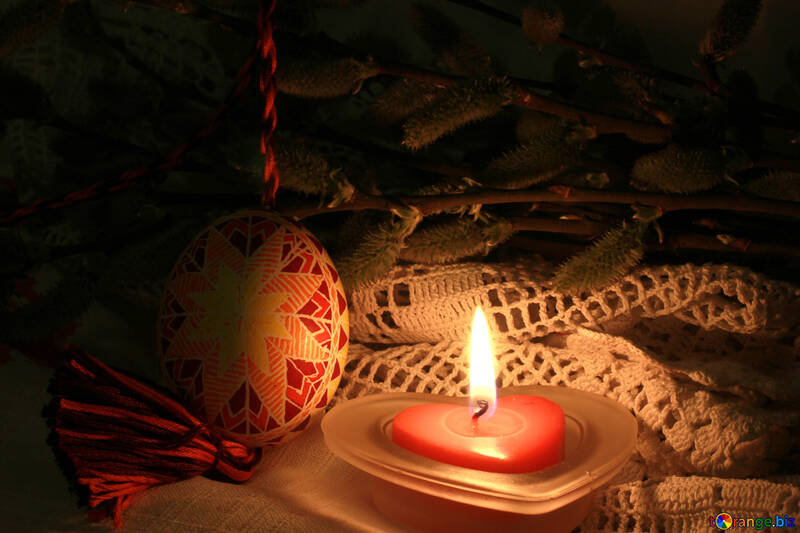 Candle, willow and easter egg №29525