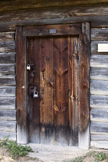  old door with modern locks 