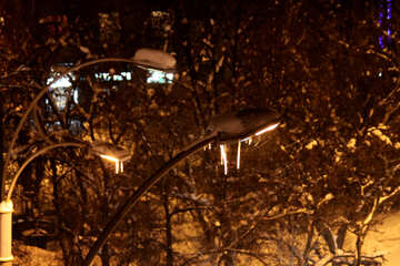 Icicles on the lamp. Night №3989
