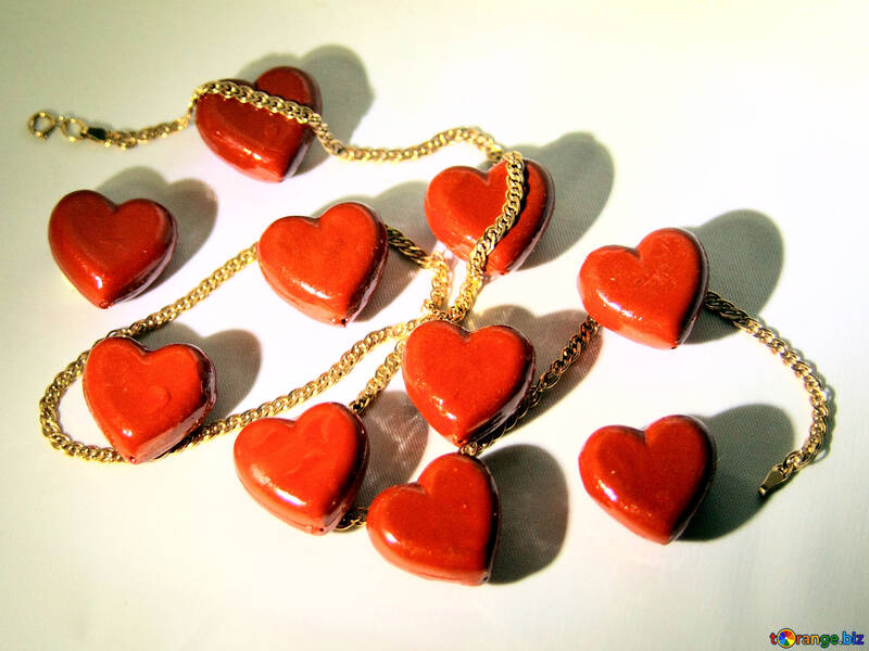Hearts and gold chain №3634