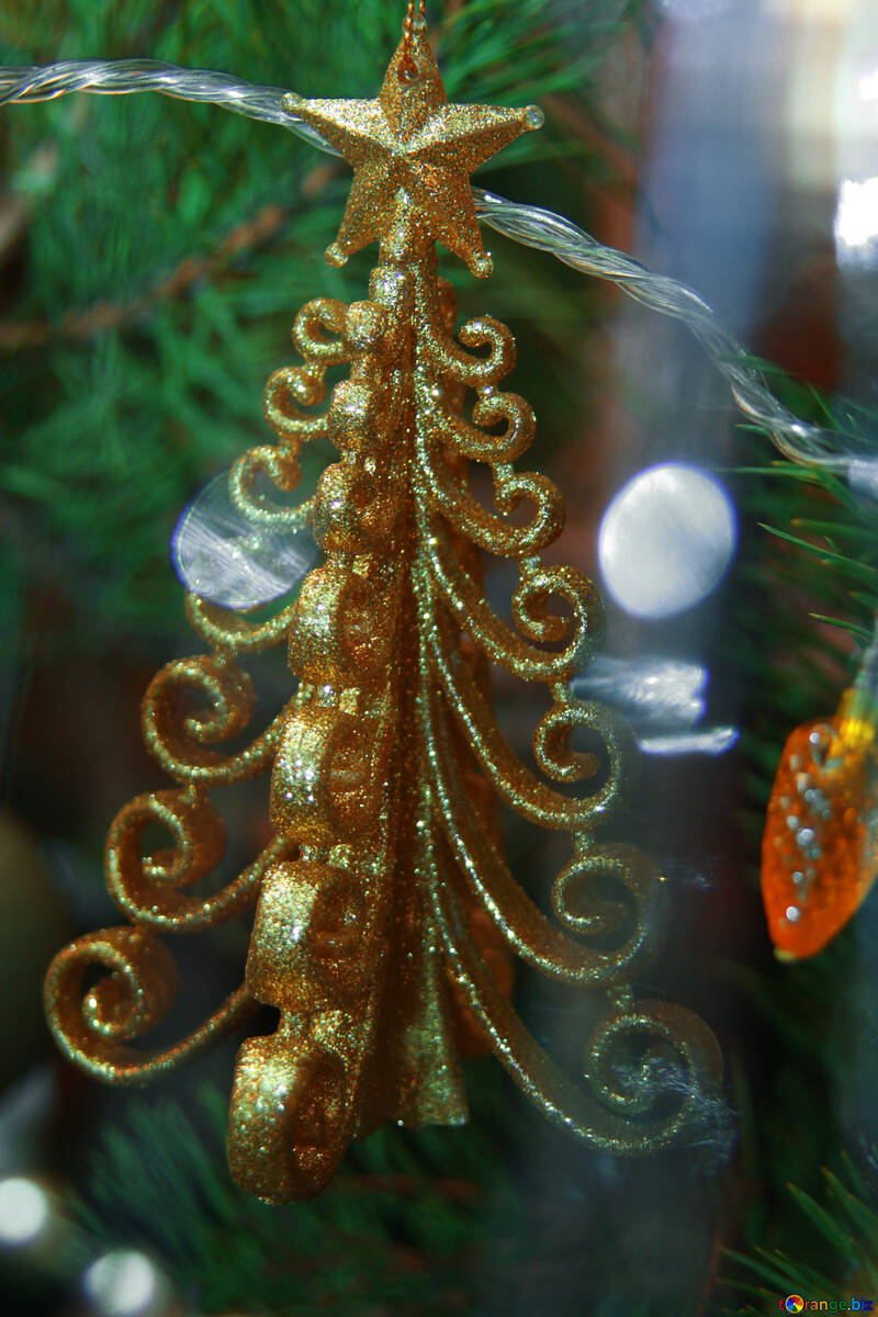 Christmas-tree decoration - gold fur-tree №3937